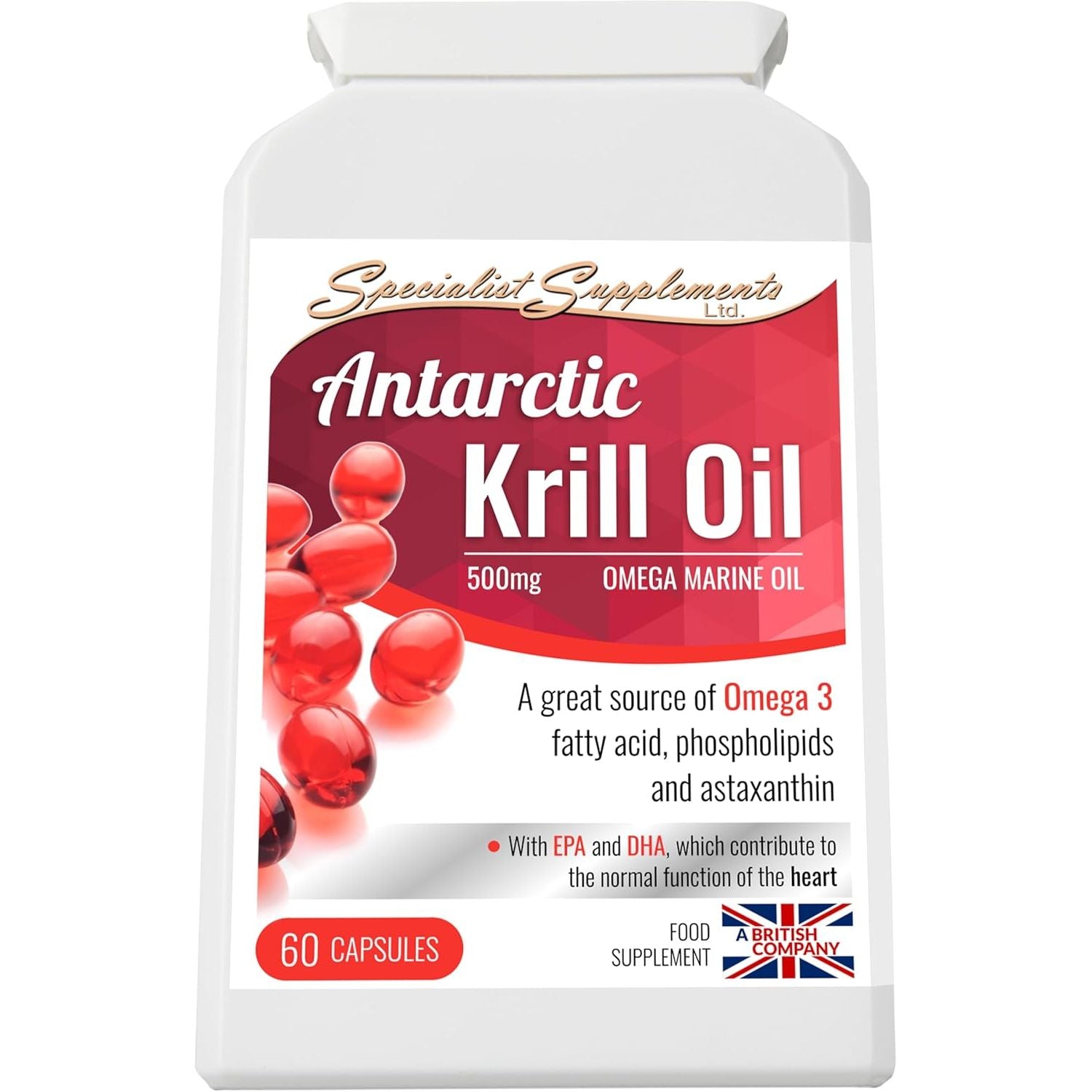 Specialist Supplements Antarctic Krill Oil, 60 Gel Capsules