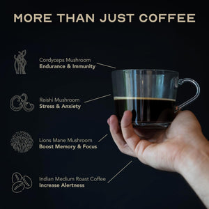 AM:PM Nutrition Mushroom Coffee with Lion'S Mane, Reishi & Cordyceps - Healthy Energy & Focus Boost - a Blend of Arabica & Robusta Coffee with Functional Mushrooms - 30 Servings