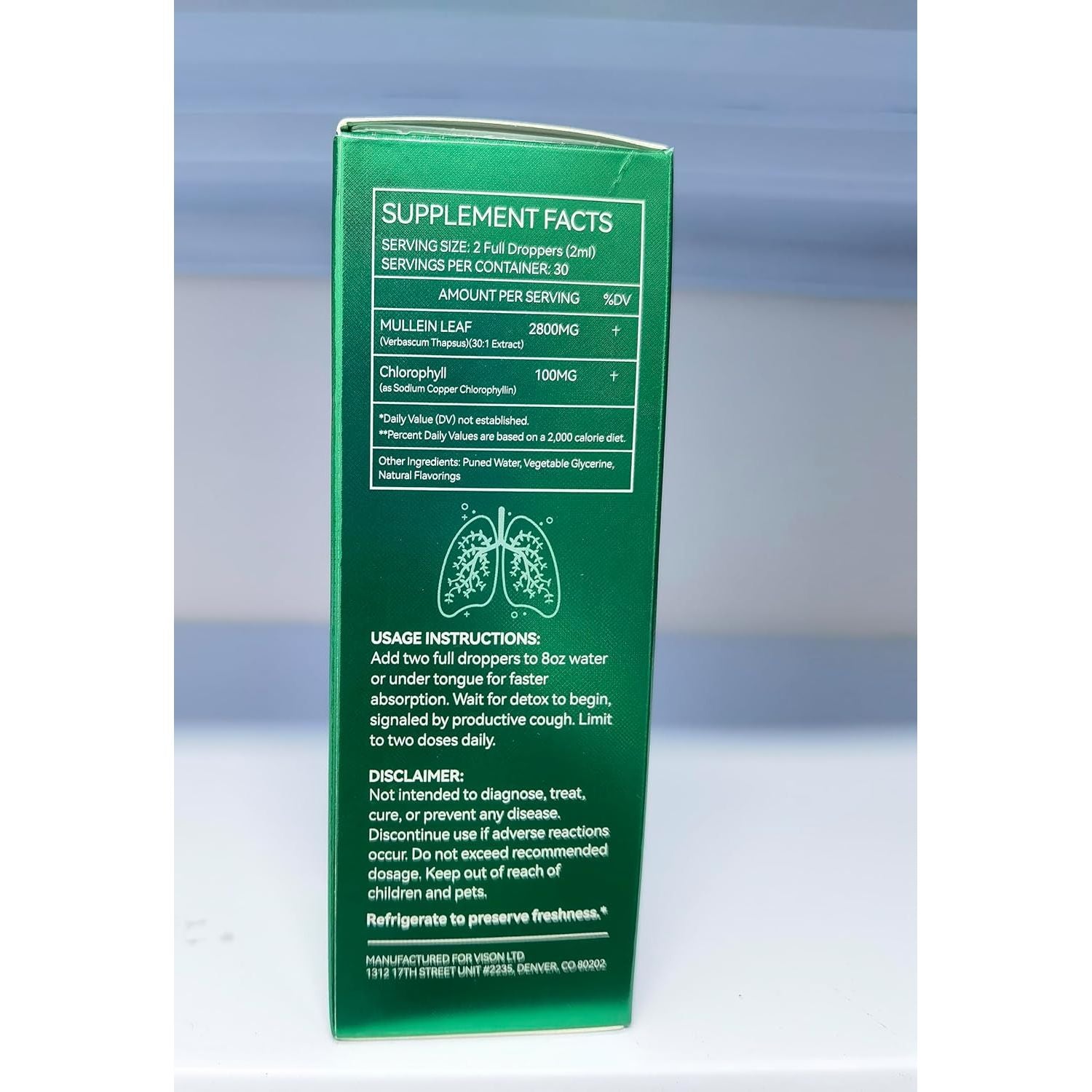 Mullein Leaf Extract for Lungs, Mullein Drops, Powerful Mullein Leaf Liquid Drops, Vegan Mullein Leaf Sublingual Fast Absorption - 60Ml*2-4 Month Supply