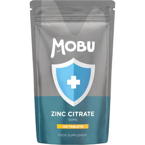 Zinc 100Mg 120 Tablets Max Strength | Immune Function, Fertility & Healthy Bones, Vision, Hair, Nails and Skin | Zinc Citrate Supplement | Vegan UK Made | GMP Approved | MOBU