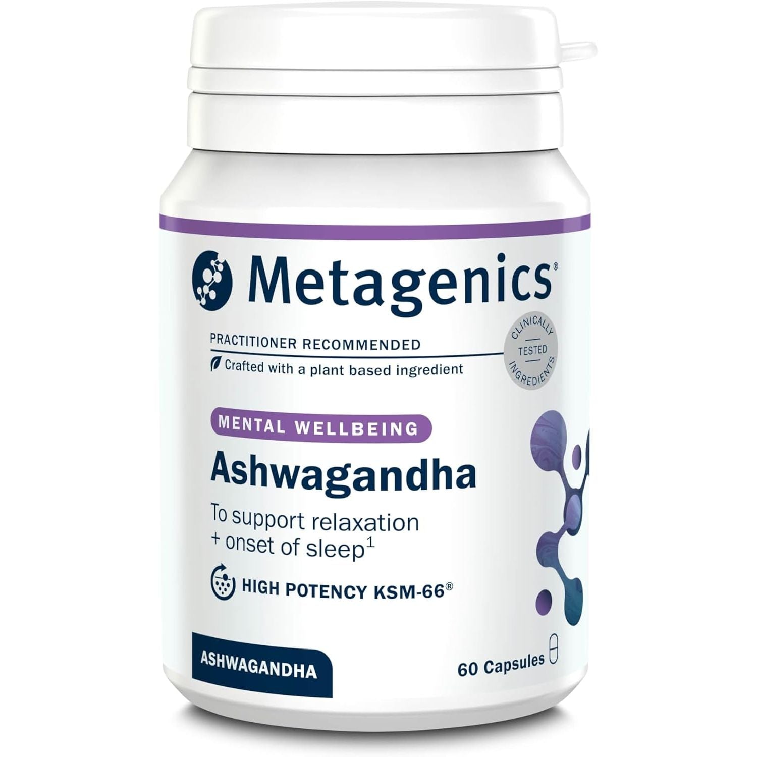 Metagenics Ashwagandha 500Mg - Supports Mental Clarity and Hormone Balance - High-Strength Supplement - 60 Capsules
