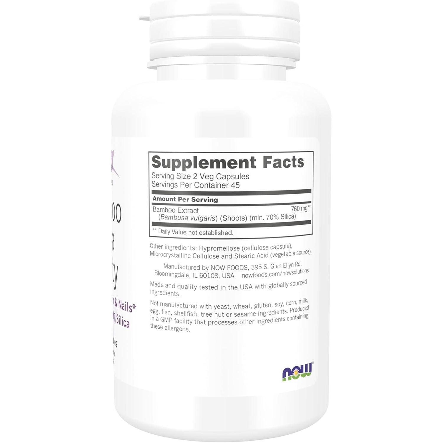 NOW Foods Bamboo Silica Beauty, 90 Vcaps, 150 G