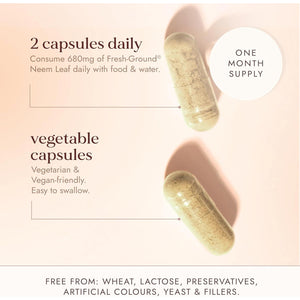 Fushi Organic Neem Leaf Capsules, 60 Caps | Fresh-Ground Whole Food | Detoxifying Properties | Cleansing Herb, Purify Both inside & outside Body | Ethical & Vegan | Made in the UK