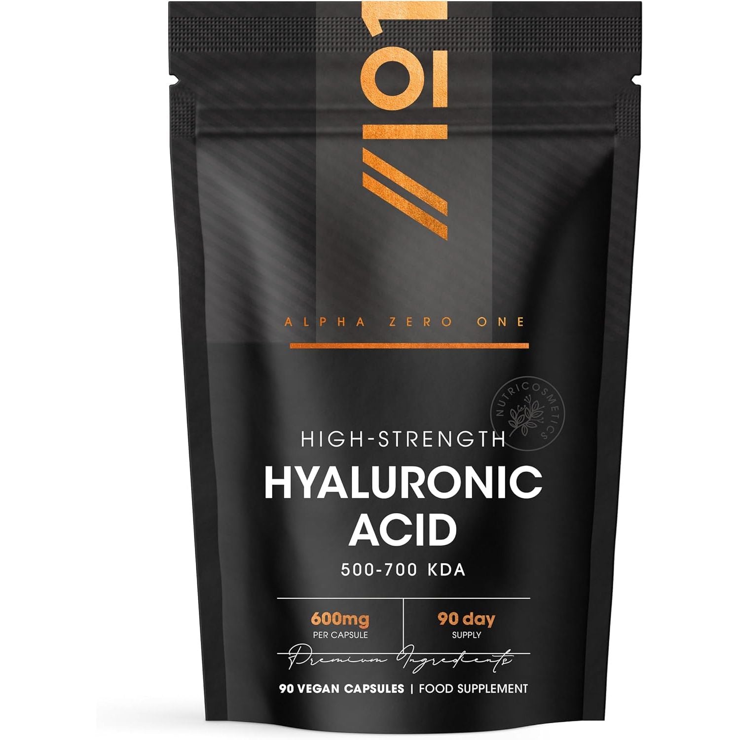 Hyaluronic Acid Supplement 600Mg (500-700 KDA) - 90 Vegan Triple Strength Hyaluronic Acid Capsules - 3 Month Supply - Natural Skin, Hair & Joint Supplement for Women & Men - Superior Absorption