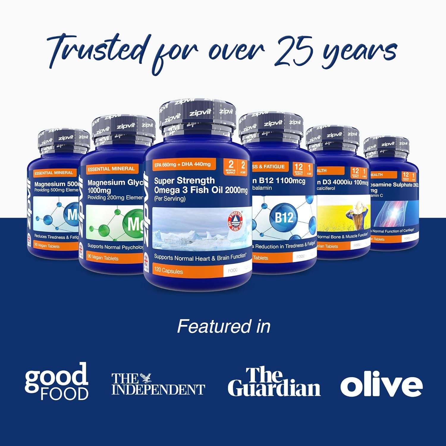 Zipvit Magnesium Glycinate 7-In-1 Complex, 1800Mg with 388Mg Elemental, High Absorption with Bisglycinate, Malate, Citrate, Oxide, plus Vitamin D3, B6 & Zinc, 120 Capsules, Vegan Magnesium Supplements