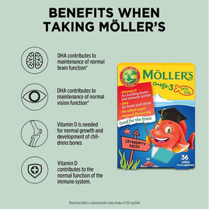 Moller’S ® | Omega 3 Jellies for Children | Strawberry | 36 Capsules