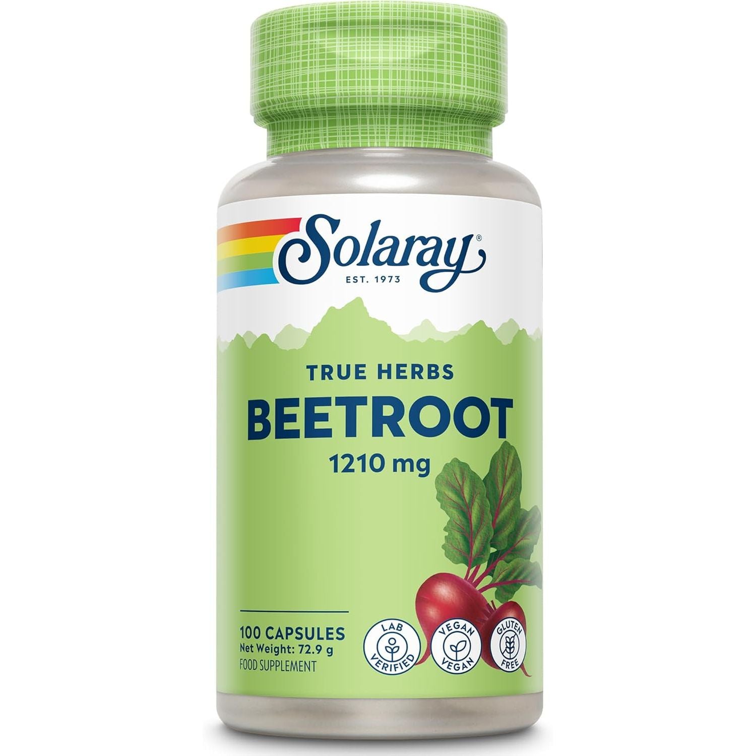 Solaray - Beetroot - 100 Vegan Capsules - Rich in Vitamins & Minerals - Natural Nitric Oxide Booster - Highly Bioavailable Superfood Beet Root Supplement - Non GMO & Lab Verified