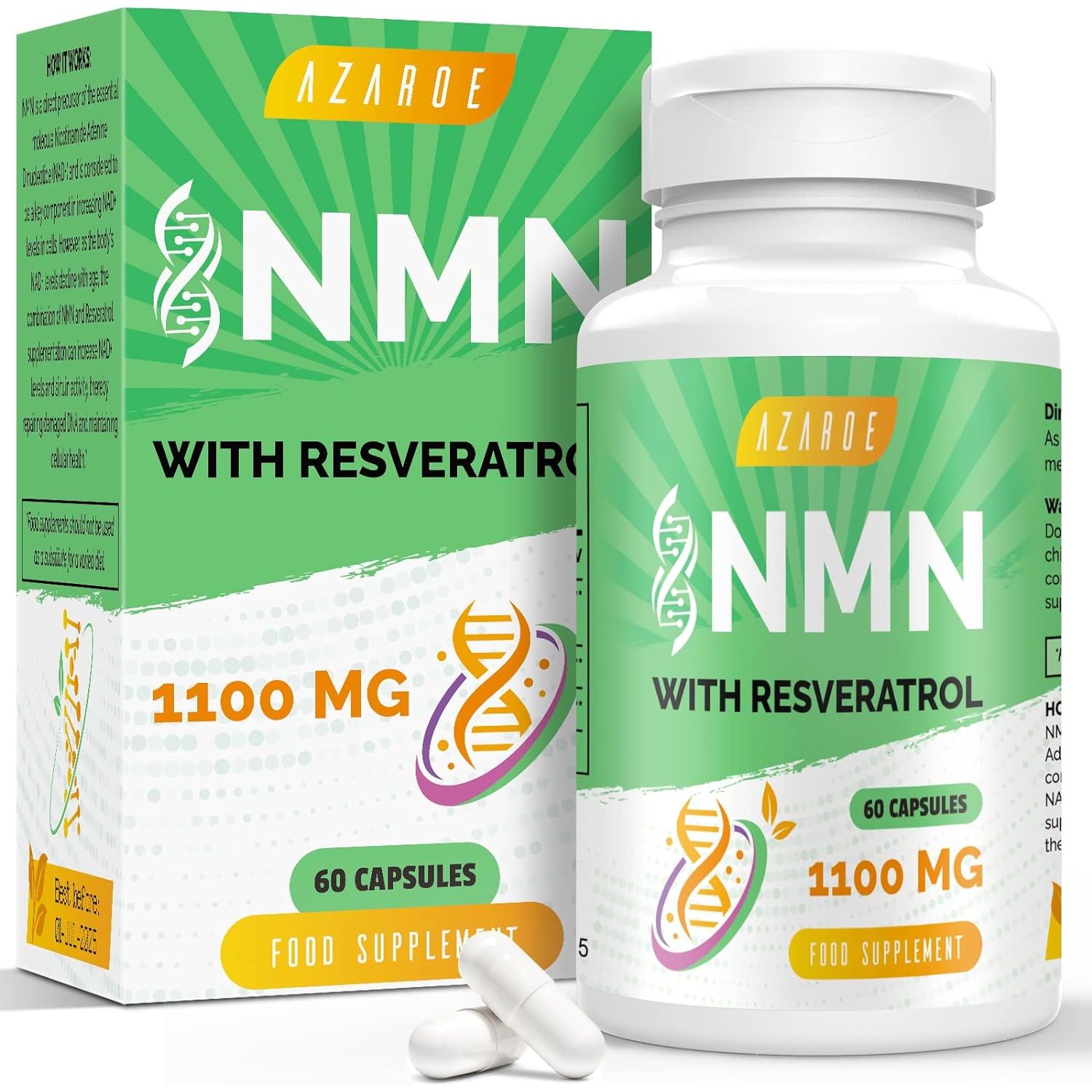 NAD+ Trans-Resveratrol 1100Mg – Advanced Formula for Enhanced Performance & Vitality (60 Count (Pack of 1))