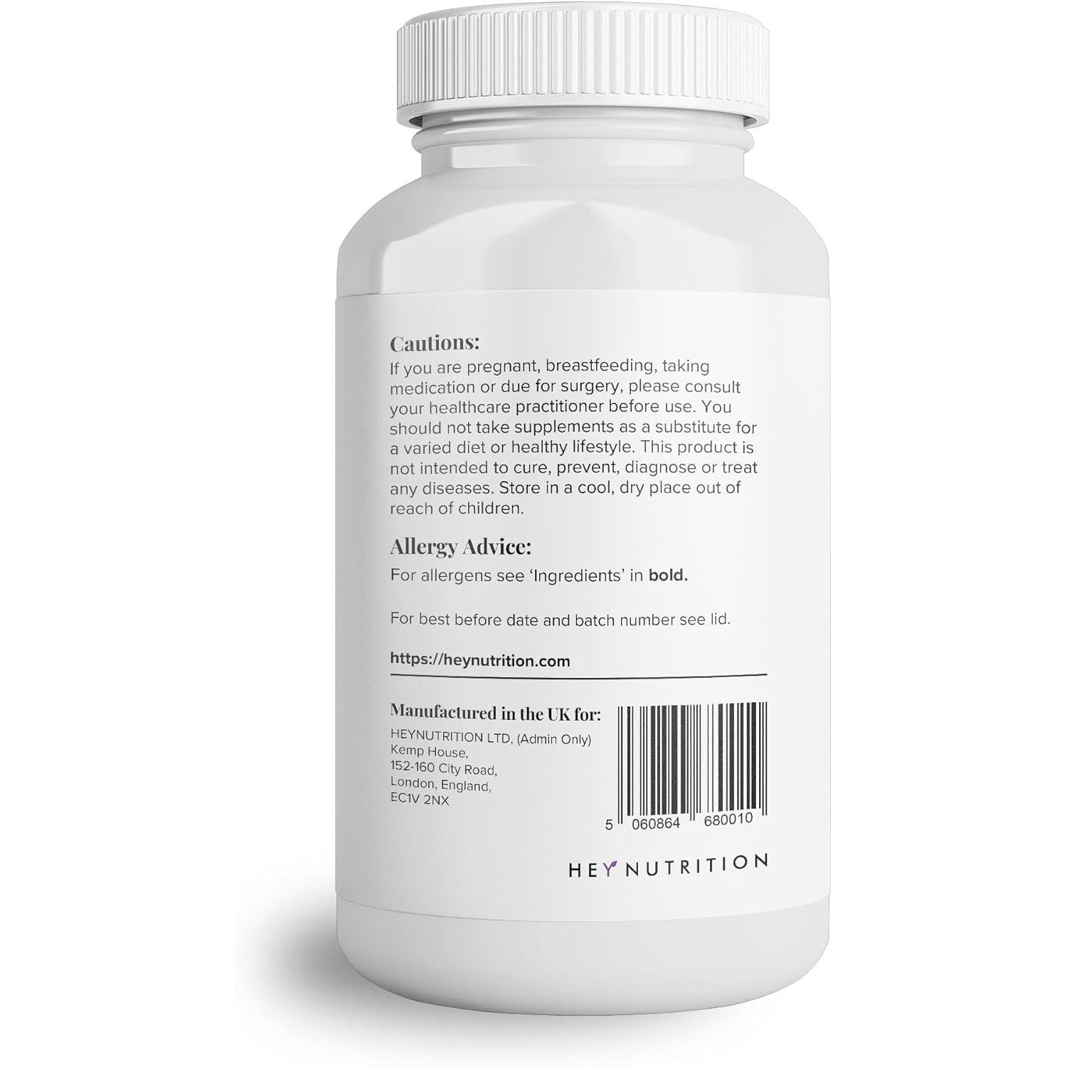 Hey Nutrition Collagen Complex Hyaluronic Acid & Sea Kelp Vitamin E, C, Biotin - Healthy Nails, Skin, Hair Joints Metabolism - Type 1 Marine Supplement - Non GMO, 60 Capsules