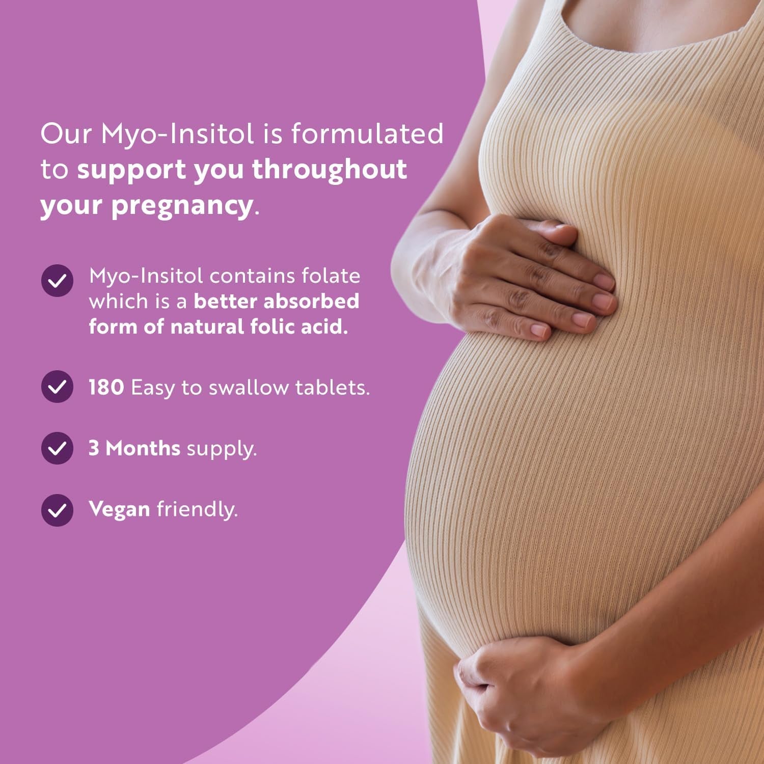 Myo-Inositol Tablets with Folic Acid, Vitamin B6, B12, Maca and Chromium - PCOS Support Supplement - 180 Vegan Tablets - Prenatal Vitamins for Women - Alternative to Inositol Powder - Nutravita