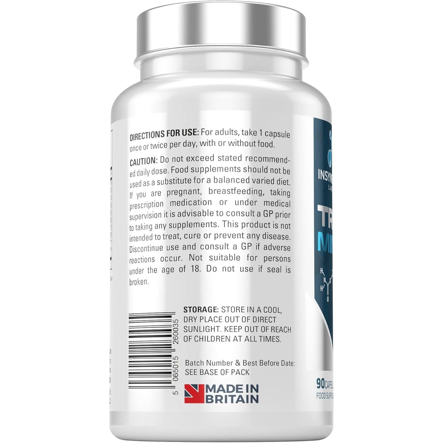 Trace Minerals Complex (Maximum Dose in UK) 3 Month Supply, Trace Minerals Supplements - 90 Capsules Multimineral Tablets Zinc, Iodine, Selenium, Boron, Potassium, Copper