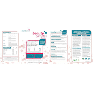 Beauty Complex Collagen Super Supplement by Revive Active - 8 Active Ingredients to Support Skin, Hair & Nails - Marine Peptides, Hyaluronic Acid, Vitamin C, Phytoceramides & Biotin 30 Day Supply