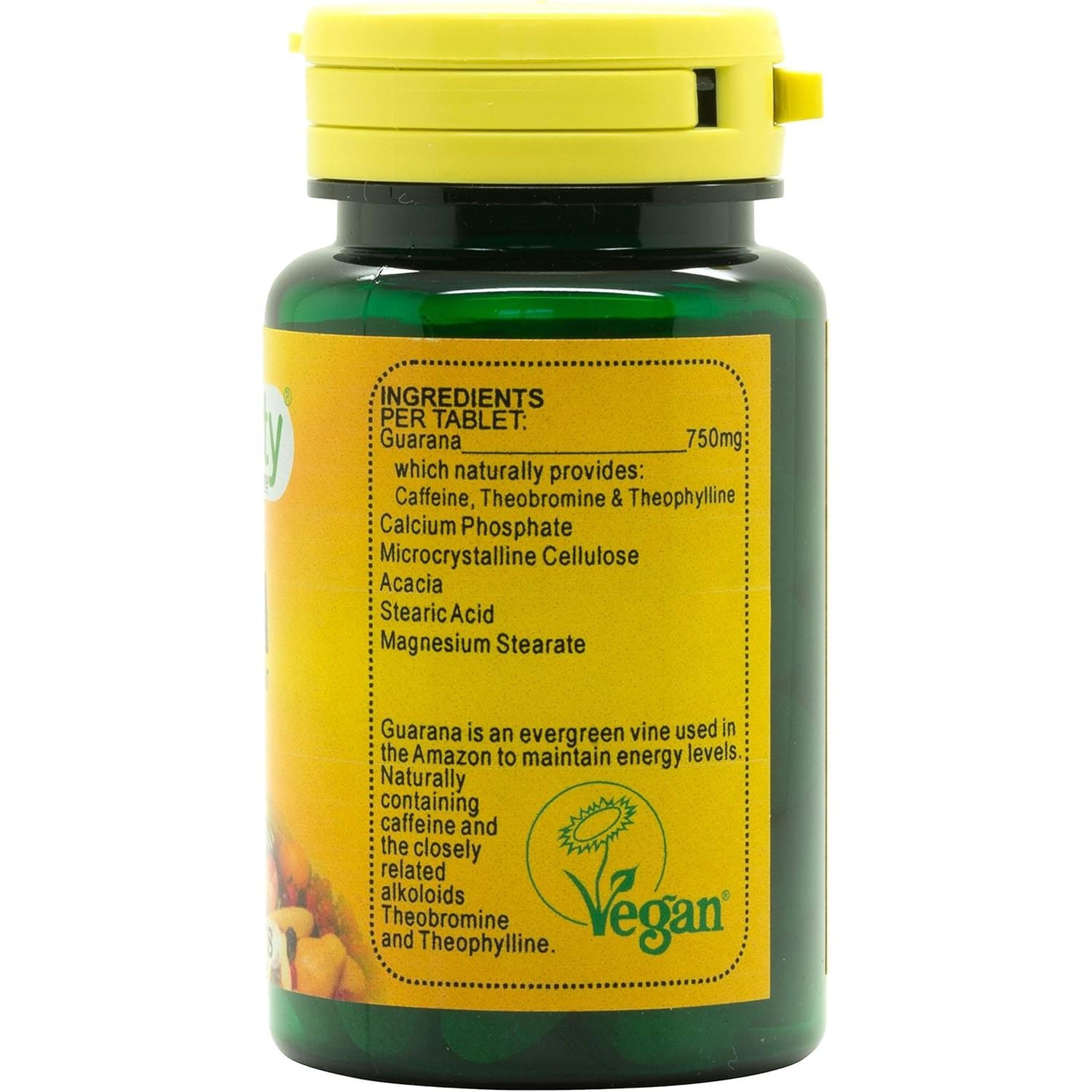 Veganicity Guarana 750Mg : Energy & Focus Supplement : 60 Tablets, in a Planet-Friendly 99% Recycled Pot