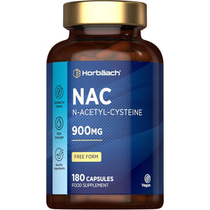 NAC Supplement N-Acetyl-Cysteine 900Mg | 180 Vegan Capsules | Amino Acids High Strength | Free Form | by Horbaach