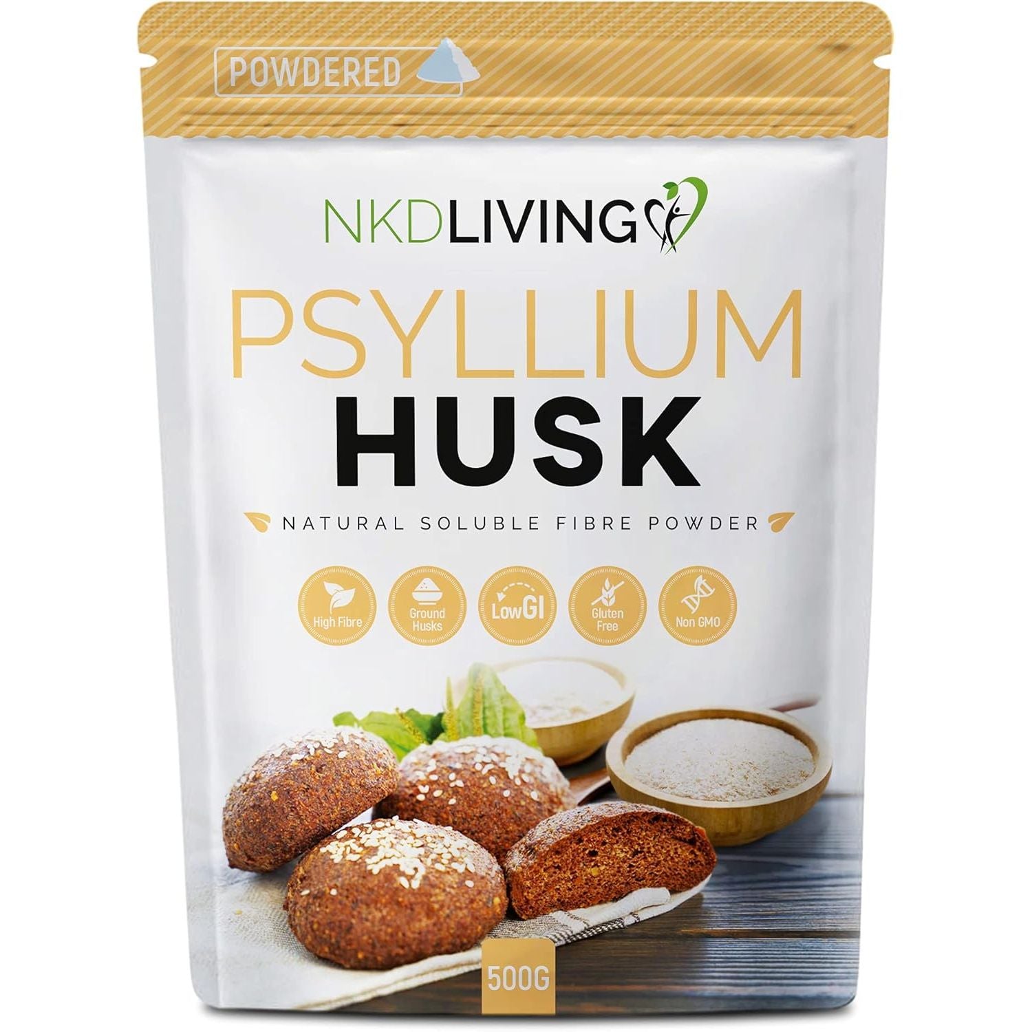 NKD Living Psyllium Husk Powder (500G) | Tested for Heavy Metals, Micro-Organisms and Pesticides (500G)