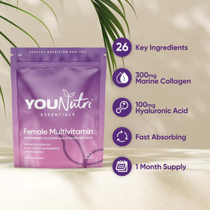 Women'S Multivitamins & Minerals with Marine Collagen & Hyaluronic Acid – 26 Essential Vitamins, Minerals, & Botanicals – UK GMP Manufactured and Lab Tested - 60 Tablets (1 Month Supply)
