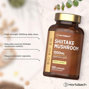 Shiitake Mushroom Extract 1000Mg | 120 Capsules | Mushroom Powder | Supplement for Men & Women | No Artificial Preservatives | by Horbaach