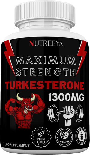 Turkesterone -1300Mg Max Strength Ajuga Turkestanica Extract, Vegan, Gluten Free, (Not Turkesterone Capsules) (Pack of 1 (60 Pills))