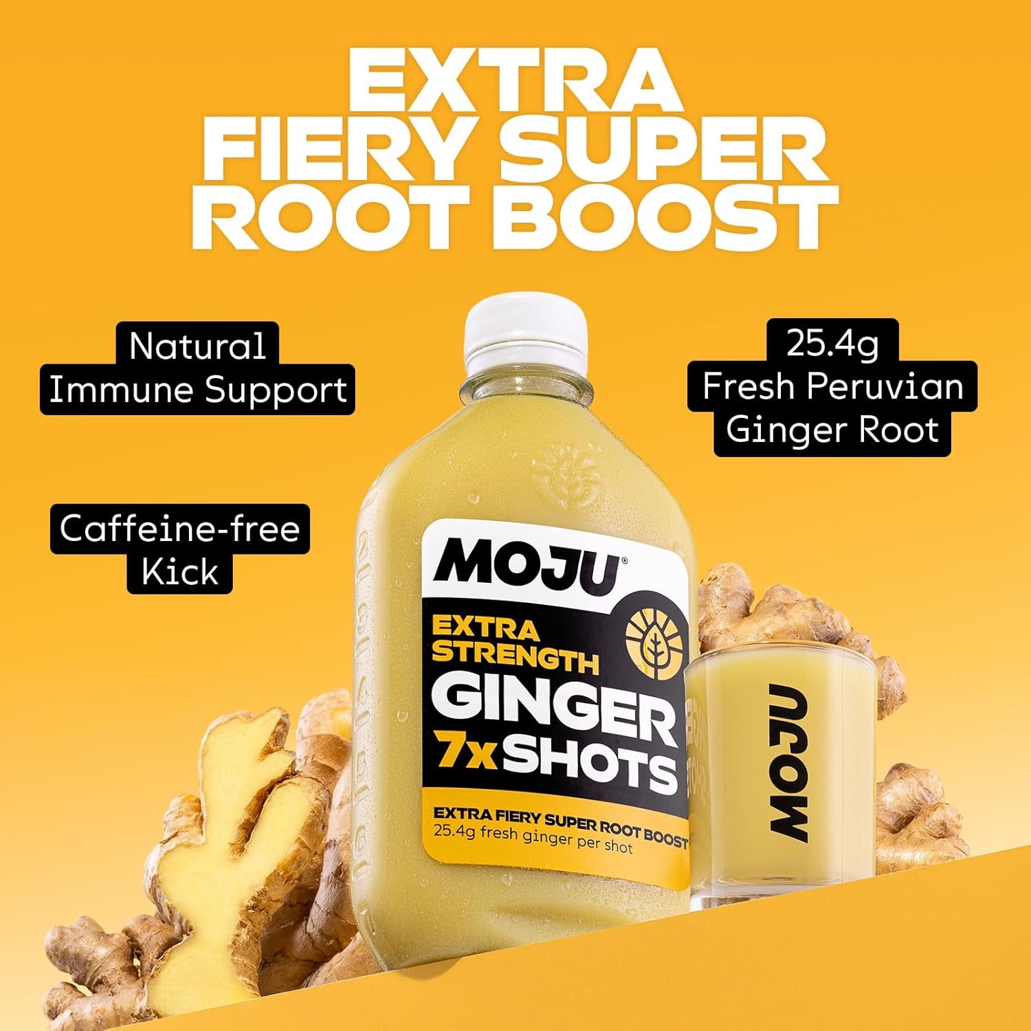 MOJU Variety Dosing Bottles (5 X 420Ml) Ginger, Turmeric, Spicy Piña, Hot Mango and Extra Strength Ginger Shots, Your Plant Powered Morning Wake Up, No Added Sugars, Vegan