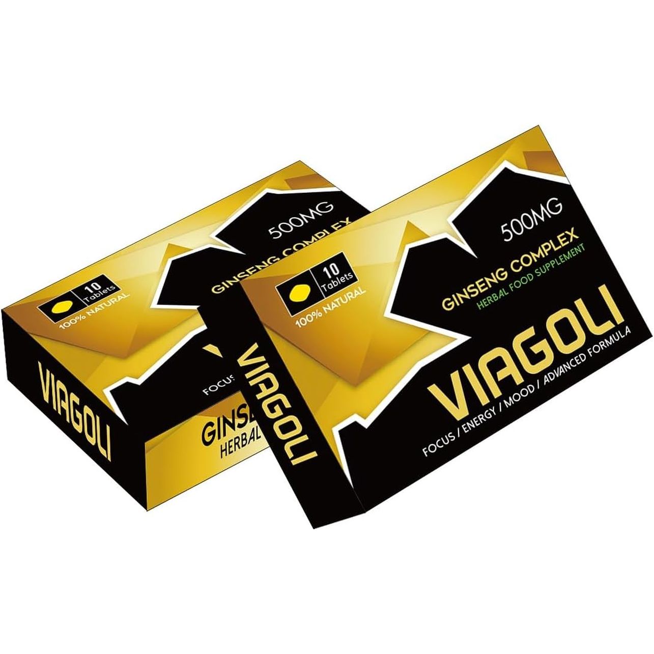 New VIAGOLI Gold - 10 Pills 500Mg - Stronger & Harder Enhanced Strength & Firmness for Men - Designed to Boost High Stamina, Performance & Natural Male Enhancing Food & Herbal Supplement
