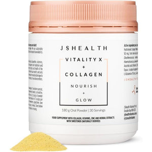 Jshealth Vitamins Vitality X + Collagen - Beauty Powder Supplement with Vitamins C & E to Nourish Hair Skin and Nails (180G)