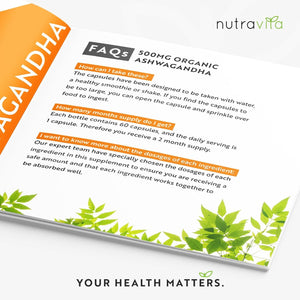 Organic Ashwagandha KSM-66® with 5% Withanolides - Vegan Friendly with the Highest Concentration Most Bioavailable Full-Spectrum Root Powder for Immune Support - Made in the UK by Nutravita