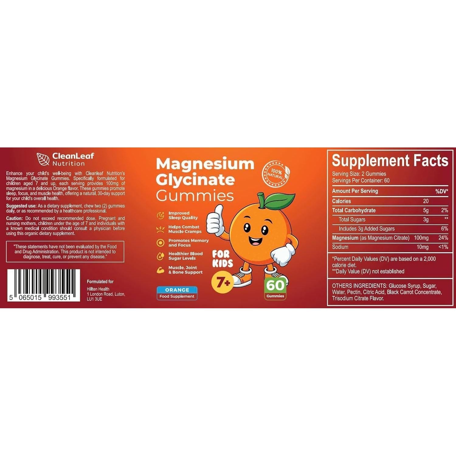 Magnesium Kids Gummies - Joint, Muscle, and Bone Support, Promotes Memory and Focus, Healthier Blood Sugar Levels - Magnesium Glycinate
