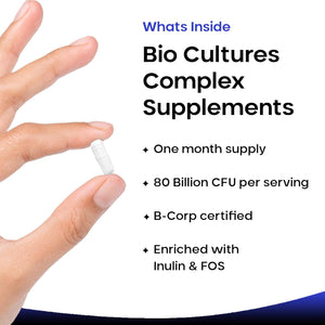 Probiotics & Prebiotics Complex – 80 Billion CFU – 20 Live Strains Including Lactobacillus Acidophilus & Casei – High Strength Bio Cultures Prebiotic & Probiotic Supplement for Women & Men 60 Capsules