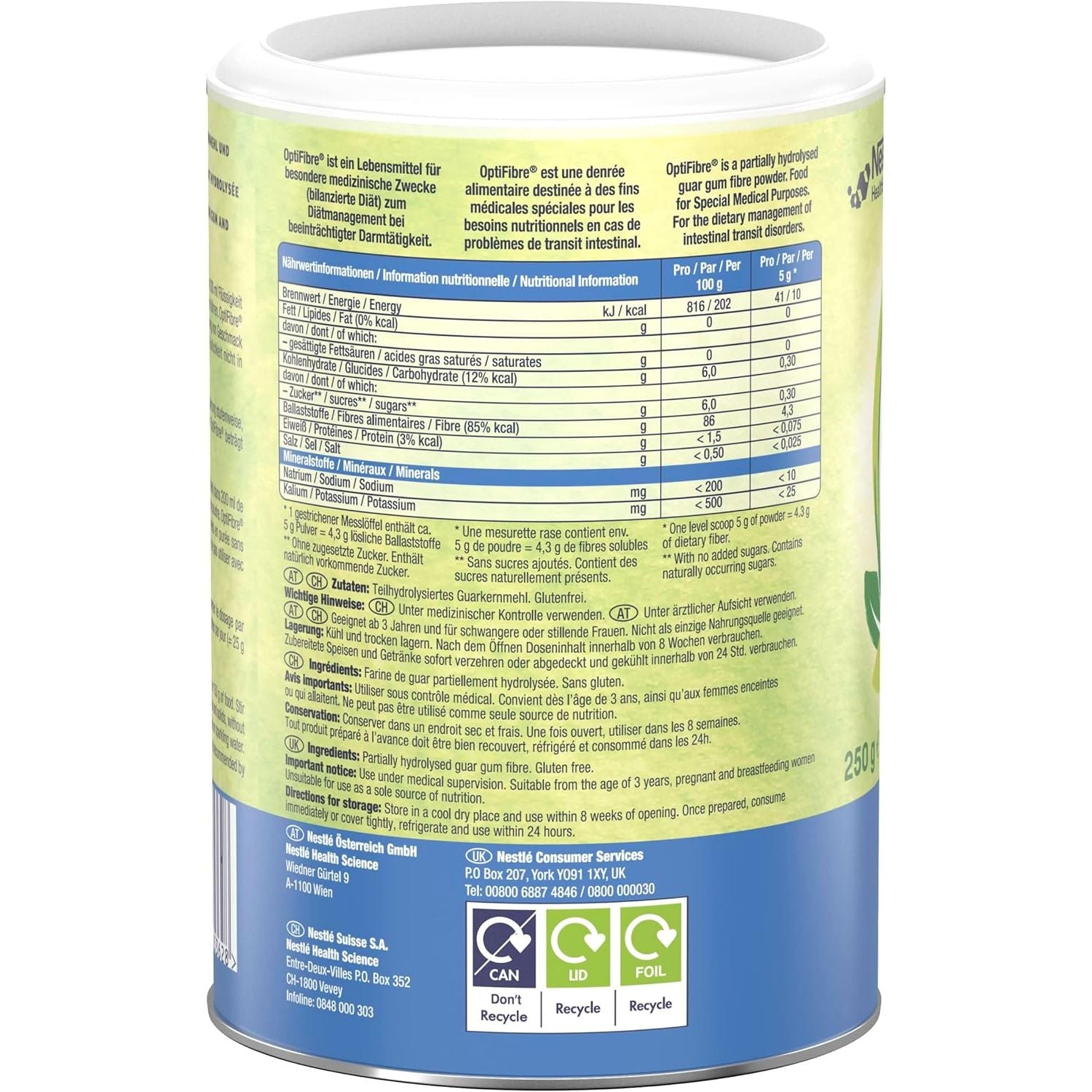 OPTIFIBRE Fibre Supplement Powder – 250G | Natural Soluble Dietary Fibre for Gut Health & Digestive Support | Neutral Flavour, Gluten-Free