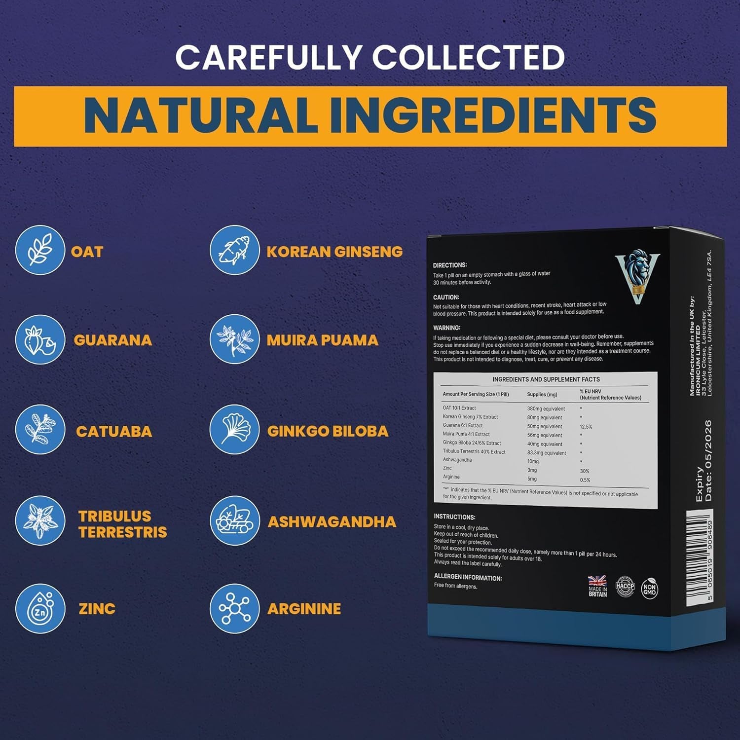 V for Willy – Blue 10 Stamina & Energy Tablets for Men – Fast-Acting Tribulus Terrestris Herbal Supplements for Enhanced Performance & Stamina – Pills for Men UK – Korean Ginseng – Supplement for Men