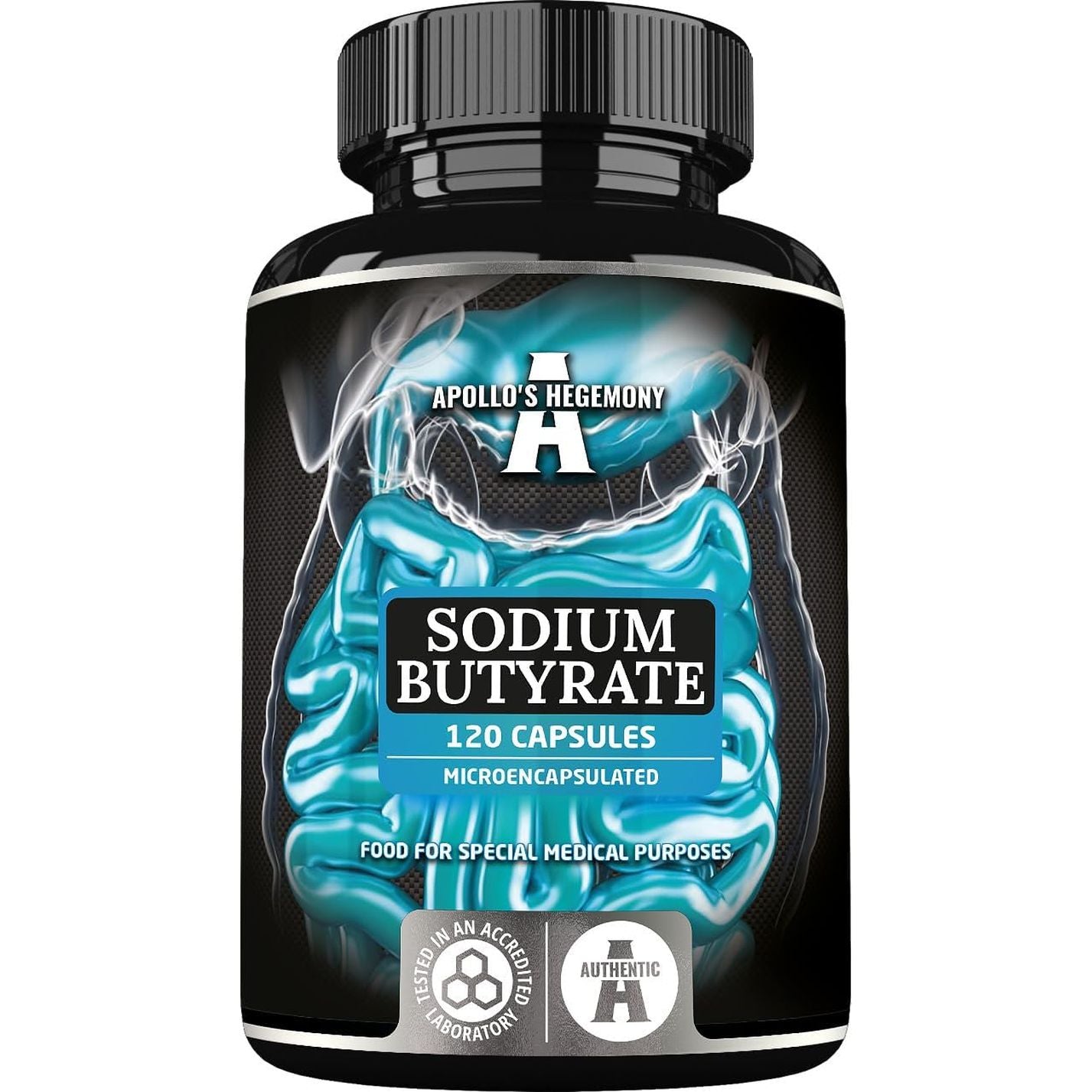 Sodium Butyrate High Dose 570 Mg (30% Butyric Acid), 120 Vegan Capsules, 4 Month Supply, Sodium Supplement to Support Intestinal Barrier Regeneration and Overal Gut Health - by Apollo'S Hegemony