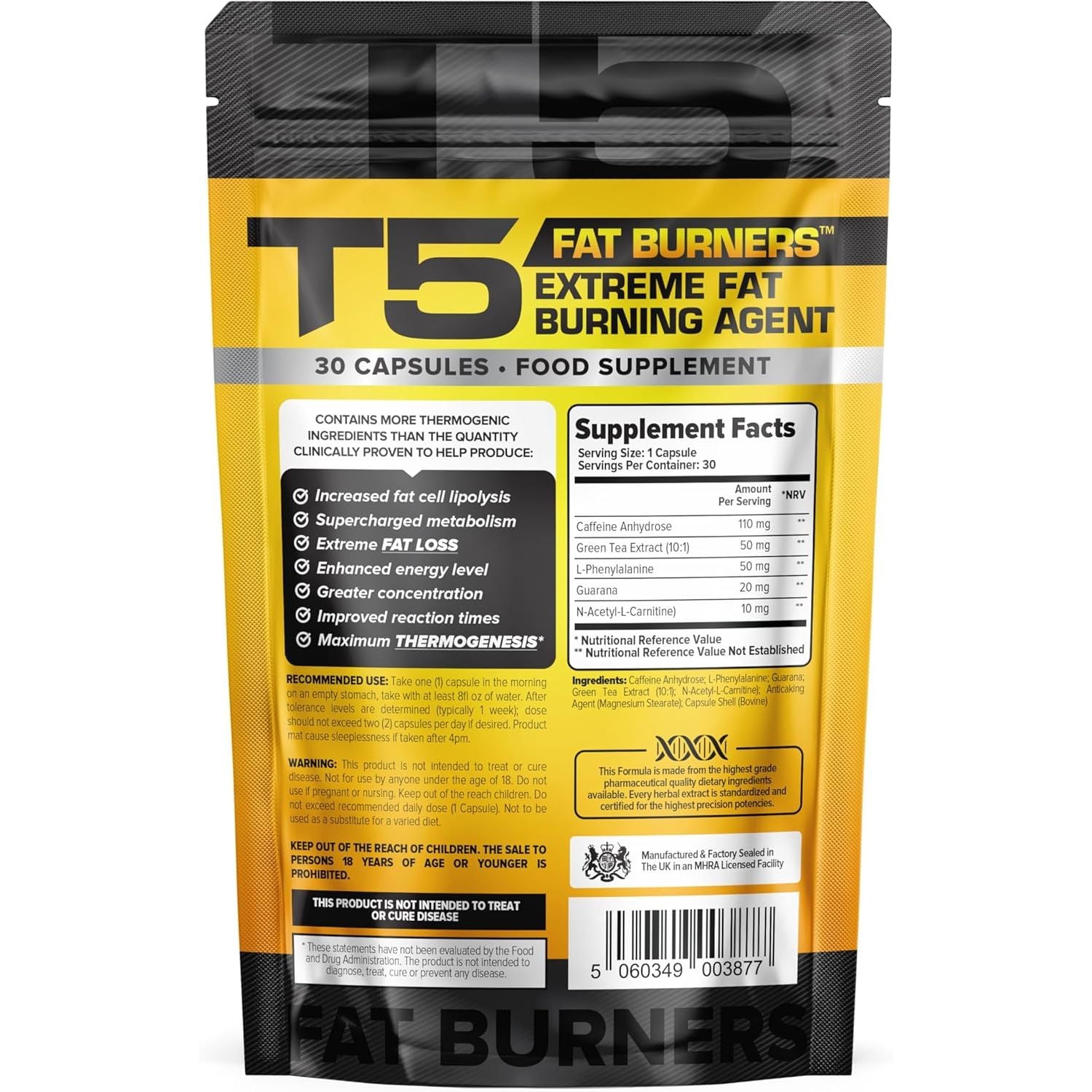 Fat Burners - Maximum Strength Weight Loss Supplement | Metabolism Booster, Appetite Suppressant, and Energy Enhancer | 30 Capsules for Men and Women | Clinically Proven Formula (1)