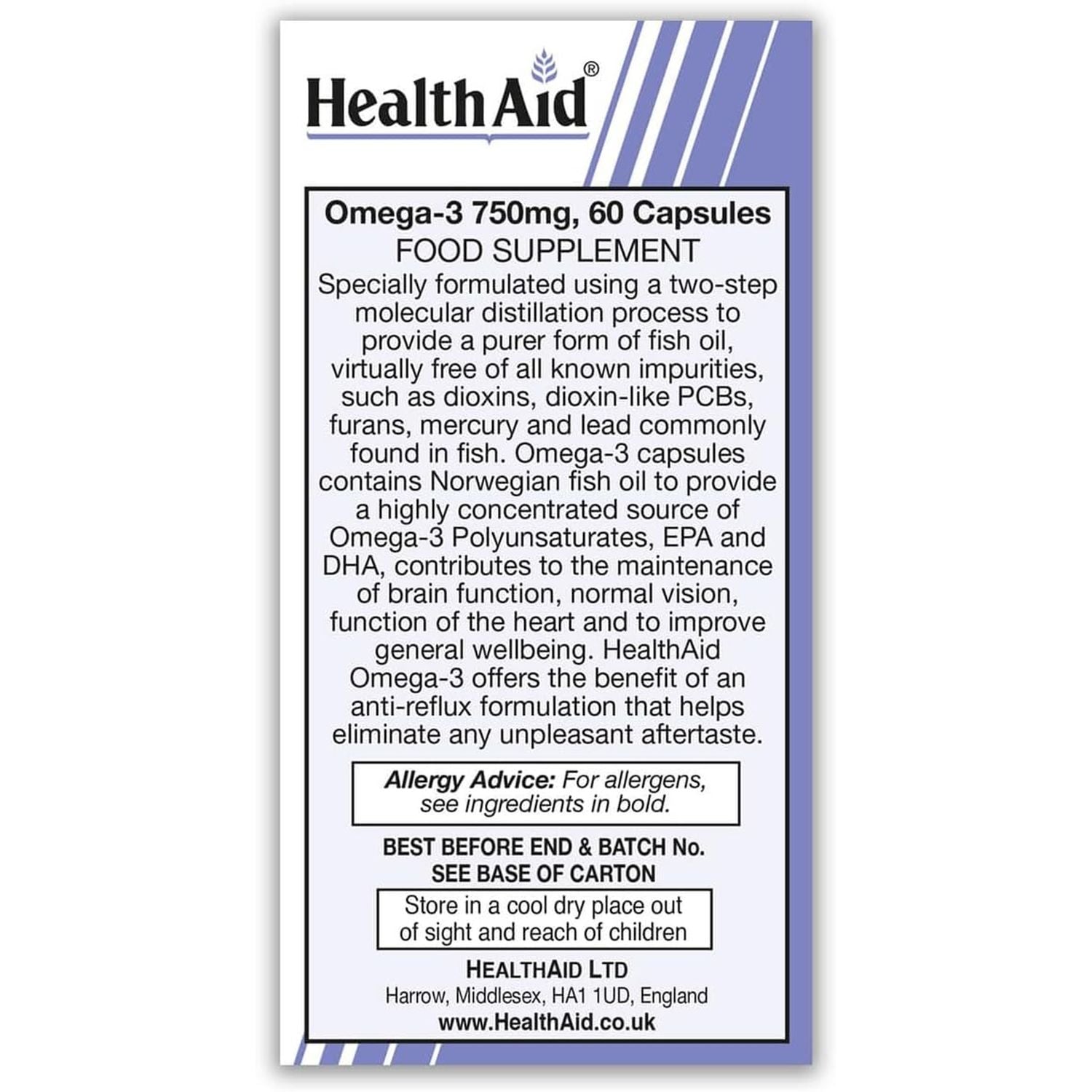 Healthaid Omega 3 750 Mg - 60 Capsules, (Pack of 1)