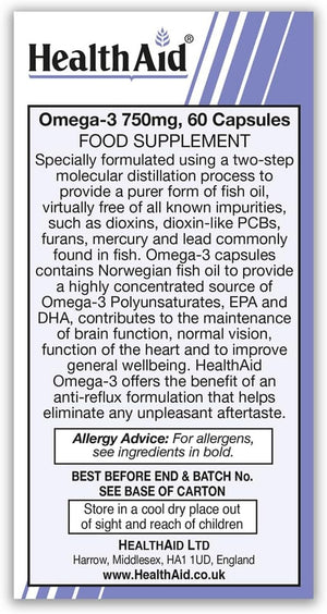 Healthaid Omega 3 750 Mg - 60 Capsules, (Pack of 1)