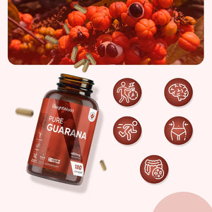 Guarana Capsules 4800Mg - Caffeine Pills - 180 Capsules (3 Months Supply) - Rich in Bioactive Compounds - Travel-Friendly, Gmp-Approved & Vegan-Friendly Caffeine Supplements - Made in the UK