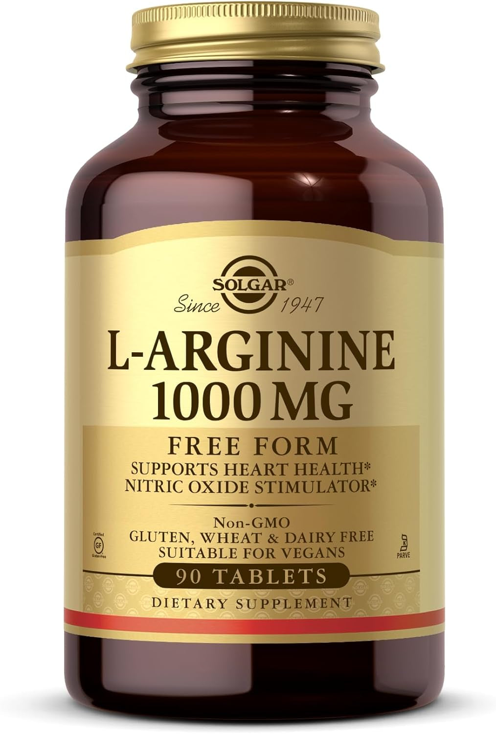 Solgar L-Arginine 1000Mg Tablets - Pack of 90 - for a Healthy Metabolism - Ideal for Athletes - Vegan and Gluten Free, Gold