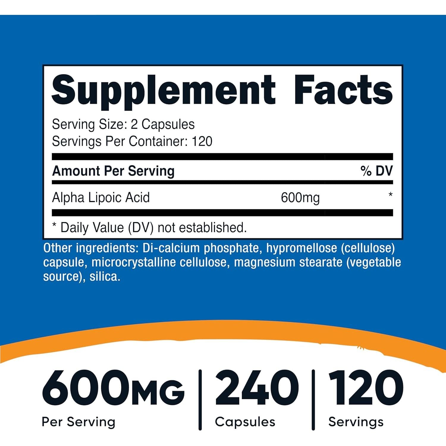 Nutricost Alpha Lipoic Acid 600Mg per Serving, 240 Capsules - Gluten Free, Vegetarian Capsules, Soy Free & Non-Gmo