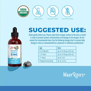 Maryruth Organic, Liquid Ionic Zinc, Zinc Drops, Dietary Supplement, Unflavored, 120Ml, Vegan, Gluten-Free, Soy-Free