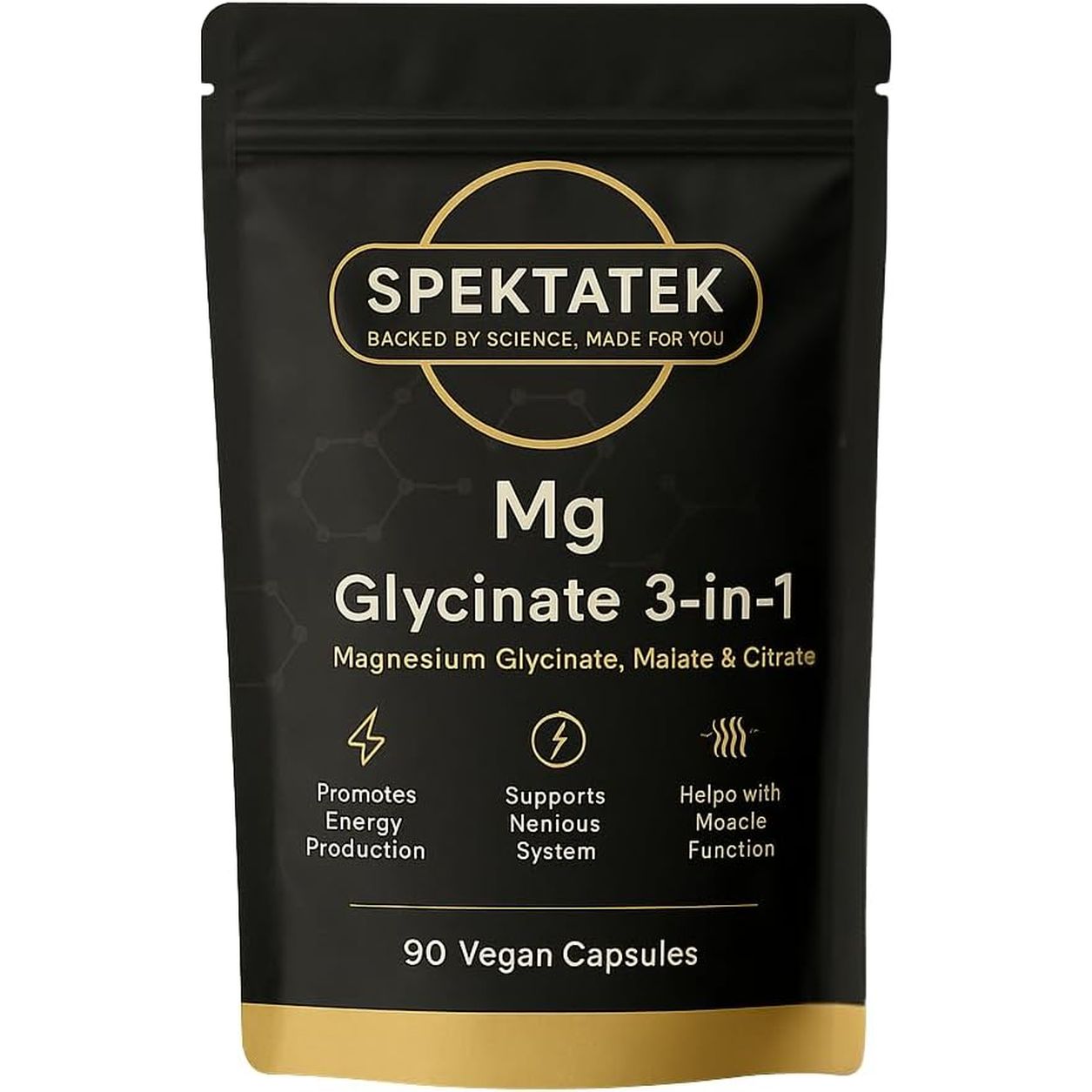 Magnesium Glycinate 3-In-1 Complex – 1800Mg with Glycinate, Malate & Citrate – 384Mg Elemental Magnesium – High Absorption Vegan Capsules – 90 Count
