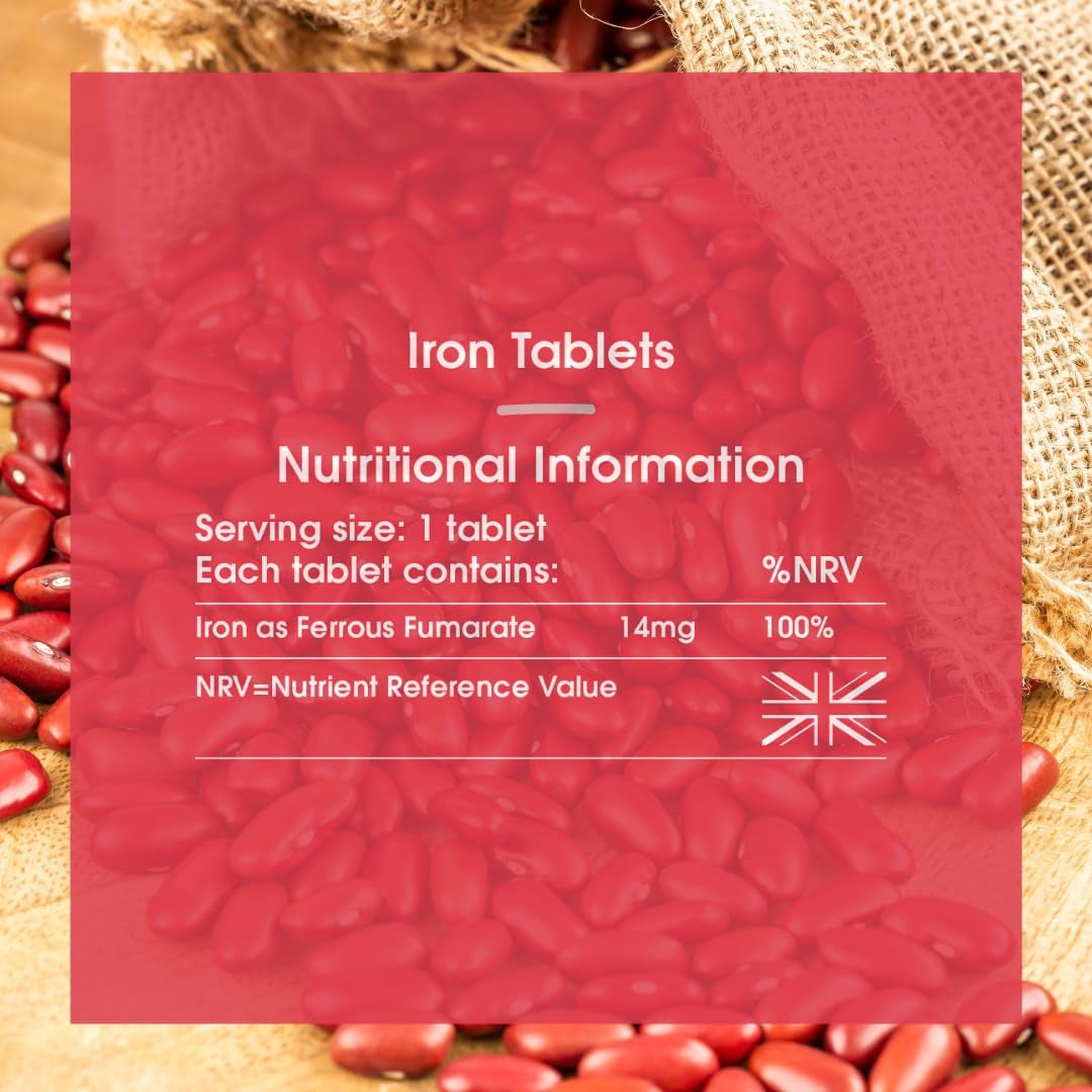 INNOPURE Iron Tablets High Strength 14Mg - Vegan Iron Supplements for Women and Men, Reduces Tiredness and Fatigue, 1 Daily Tablet (90 Count) UK Made