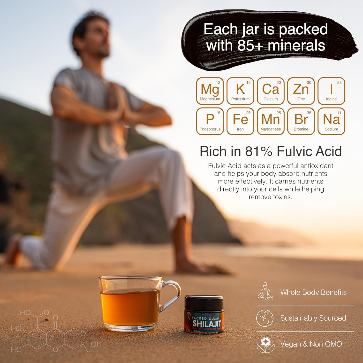 Sacred Summit® 100% Pure Gold Shilajit Resin (40G) - Energy & Stamina Booster, Rich in Fulvic Acid, Vegan, Ethically Sourced, 3-Month Supply