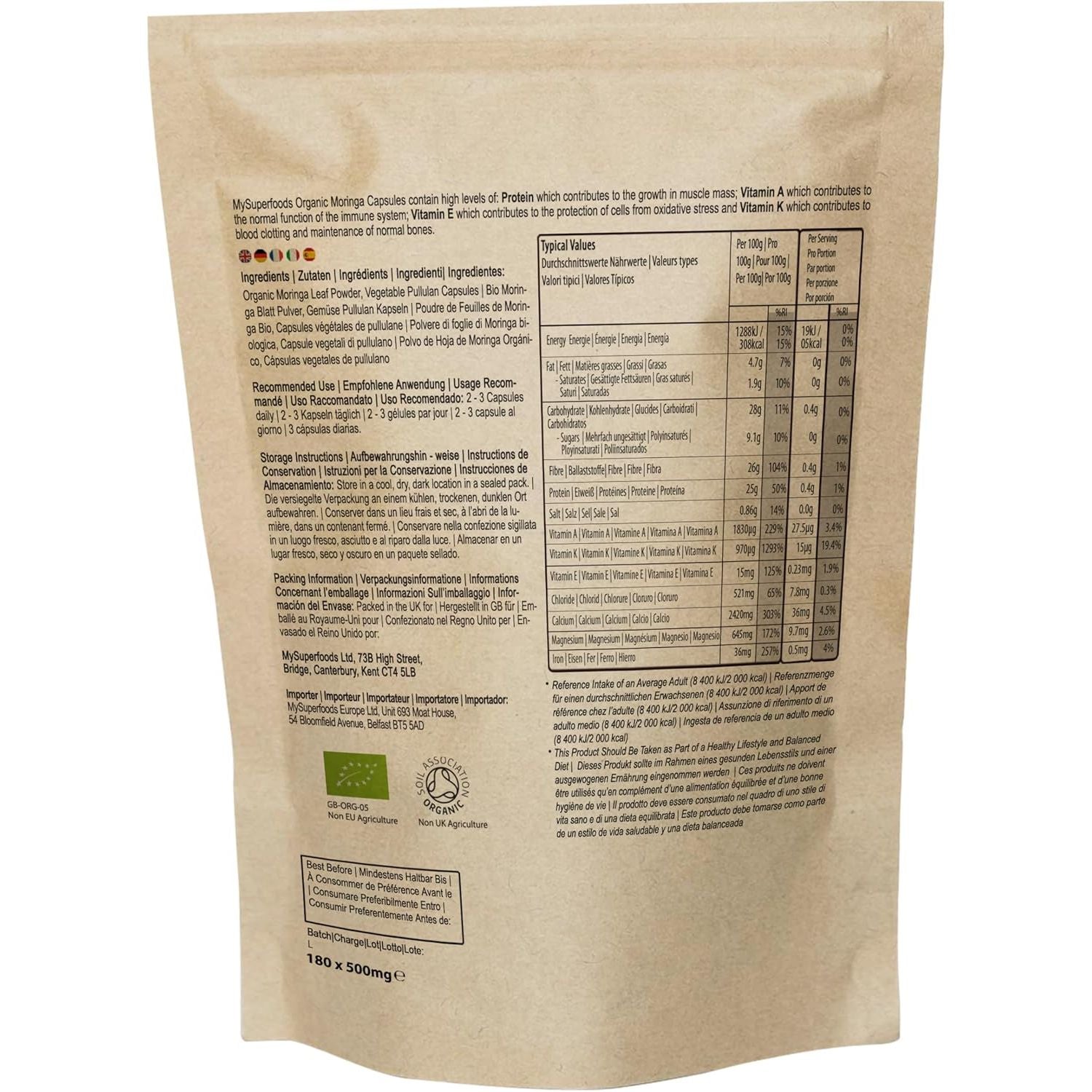 Moringa Capsules | Organic | 1500Mg per Serving | 180 Capsules | Rich Source of Vitamin a & Riboflavin | Mysuperfoods