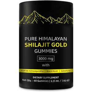 Shilajit Gold Gummies for Man, Gold Seal Pure Himalayan Shilajit Enriched with Acid Fulvic, Essential Minerals, 85+ Trace Elements to Boost Energy and Immunity, 60 Capsules.