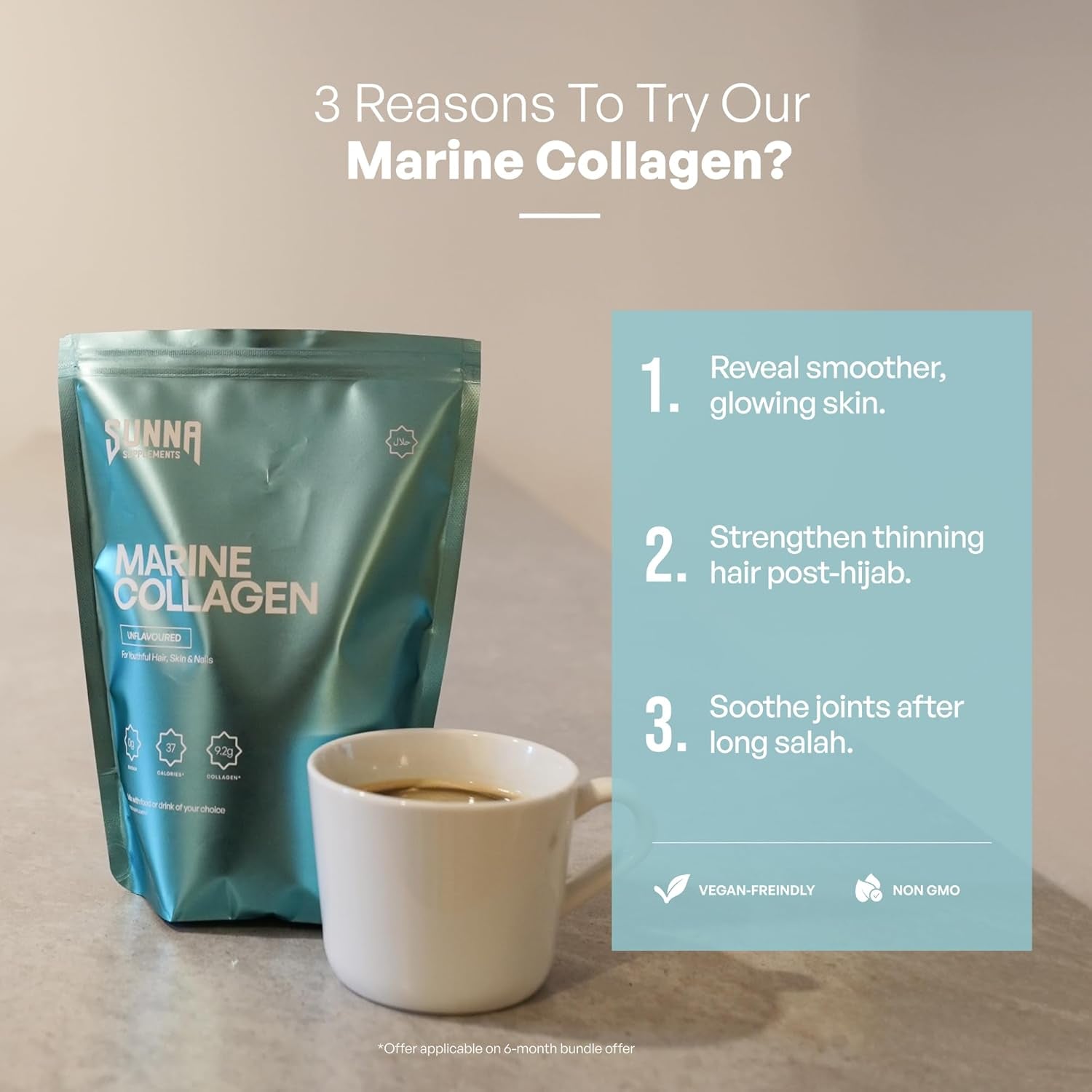 SUNNA SUPPLEMENTS Marine Collagen Powder - Pure Hydrolysed Fish Peptides (Type 1 Collagen) - High Strength for Skin, Hair, Nails, and Joints - Non-Gmo & Gluten Free | Unflavoured