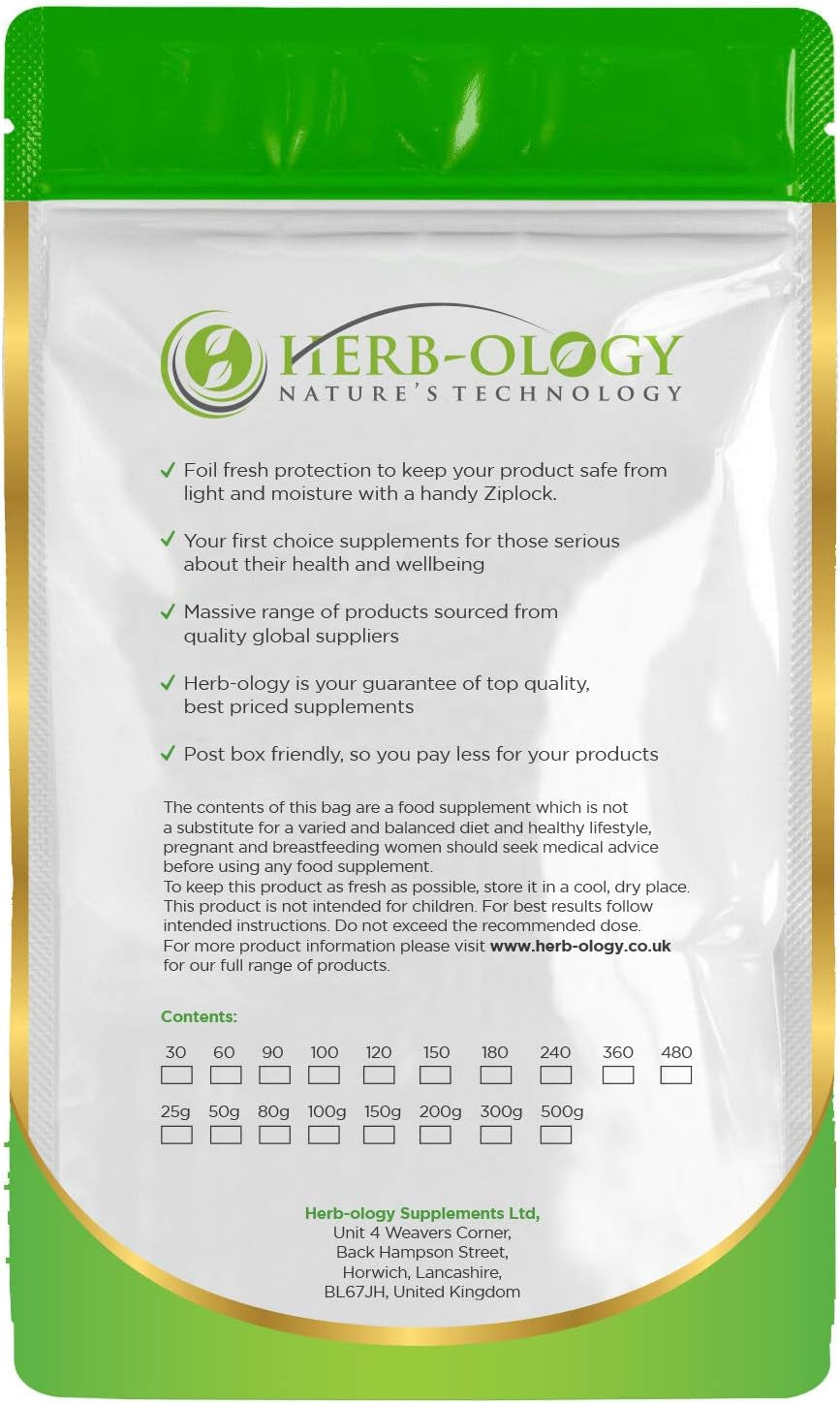Herb-Ology Magnesium Glycinate Capsules | 120 Vegan Capsules | Magnesium Supplements | 500Mg per Capsule | Highly Bioavailable, Dairy Free & Manufactured in the UK