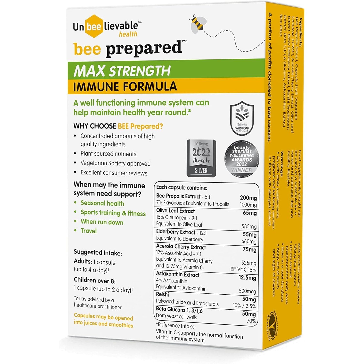 Unbeelievable Health Bee Prepared Max Strength Immune System Formula - Created by Nutritional Experts - Contains Bee Propolis, Elderberry and More – Immunity Support Supplement