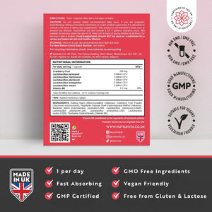 Probiotics for Women - Formulated Bio Cultures for Women’S Intimate Flora - 20 Billion CFU with 5 Live Strains and Vitamin B6 and Cranberry to Support Female Health - 30 Capsules - Nutravita