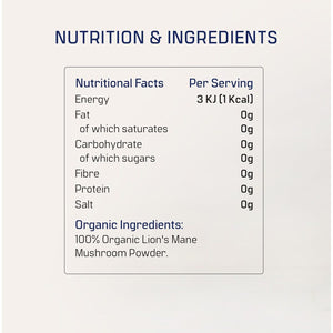 Dirtea Lion'S Mane Oganic Mushroom Powder – Enhances Focus, Memory & Digestion. 60G Tin with 30 Servings and Serving Spoon. 100% Pure Lions Mane Powder for Wellness.