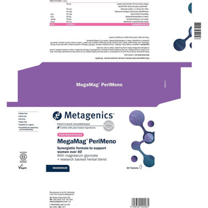 Metagenics Megamag Perimeno - with Vitamin B6 & B12, Magnesium Glycinate, Sage, Ashwagandha and Saffron - 60 Tablets