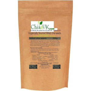 Chia4Uk Ltd Milled Chia Seed - 200G Keto Diet Bread Making Organic Ally Source in BIO DEGRADABLE COMPOSTABLE Pouch